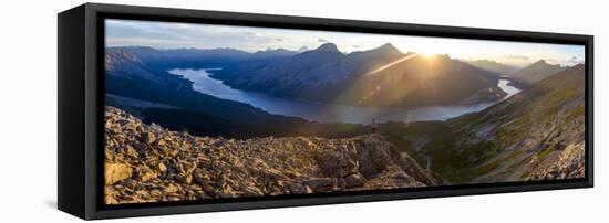 Epic panorama view of Spray Lakes at sunset from mountain peak, Alberta, Canada, North America-Tyler Lillico-Framed Premier Image Canvas