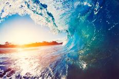 Blue Ocean Wave Crashing at Sunrise-EpicStockMedia-Photographic Print