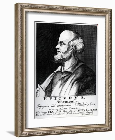 Epicurus, Engraved by Johann Fredrich Schmidt-German School-Framed Giclee Print