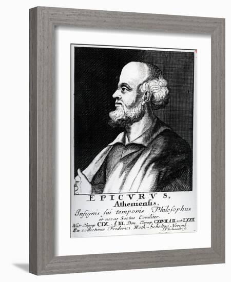 Epicurus, Engraved by Johann Fredrich Schmidt-German School-Framed Giclee Print