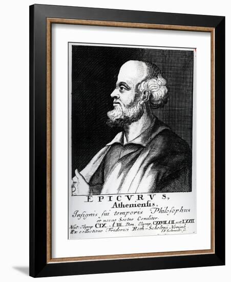 Epicurus, Engraved by Johann Fredrich Schmidt-German School-Framed Giclee Print