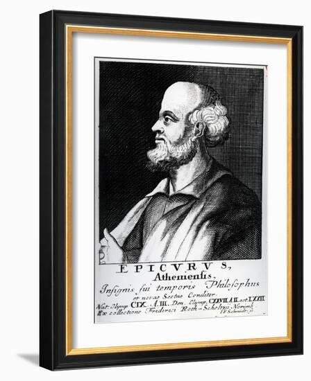 Epicurus, Engraved by Johann Fredrich Schmidt-German School-Framed Giclee Print