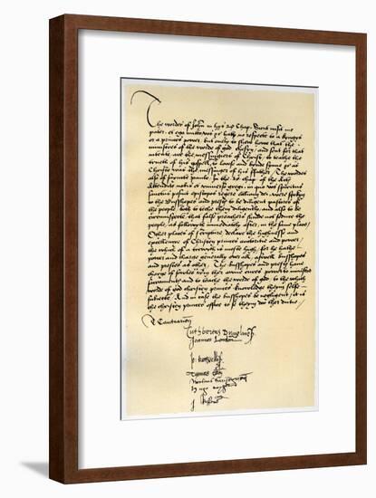 Episcopal Declaration of Archbishop Crammer and Seven Other English Bishops, C1537-Thomas Cranmer-Framed Giclee Print