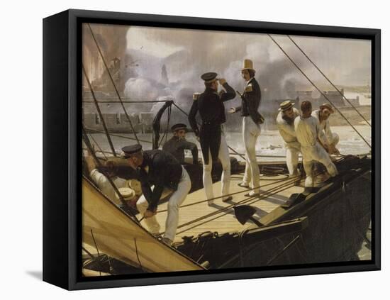 Episode de l'expédition du Mexique en 1838,-Horace Vernet-Framed Premier Image Canvas