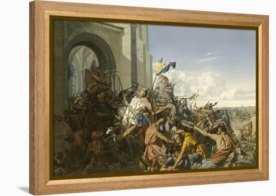 Episode des invasions Normandes en 886 - Mort de Robert le Fort, comte d'Anjou et de Paris, tué-Henri Lehmann-Framed Premier Image Canvas