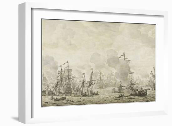 Episode from the Battle Between the Dutch and Swedish Fleets in the Sound-Willem van de Velde-Framed Art Print