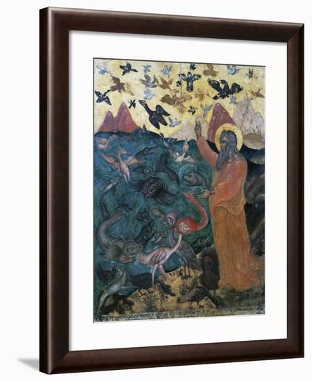 Episode of Genesis, God Creates Birds and Fish, Painting of Venetian-Cretan School-null-Framed Giclee Print
