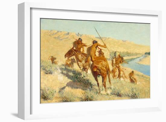 Episode of the Buffalo Gun (The Visitation of the Buffalo Gun: a Buffalo Episode) 1909-Frederic Remington-Framed Giclee Print