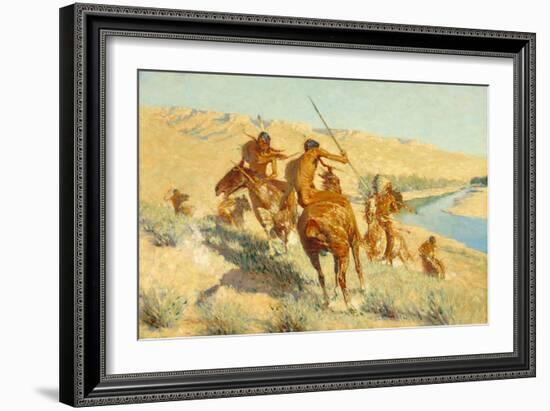 Episode of the Buffalo Gun (The Visitation of the Buffalo Gun: a Buffalo Episode) 1909-Frederic Remington-Framed Giclee Print