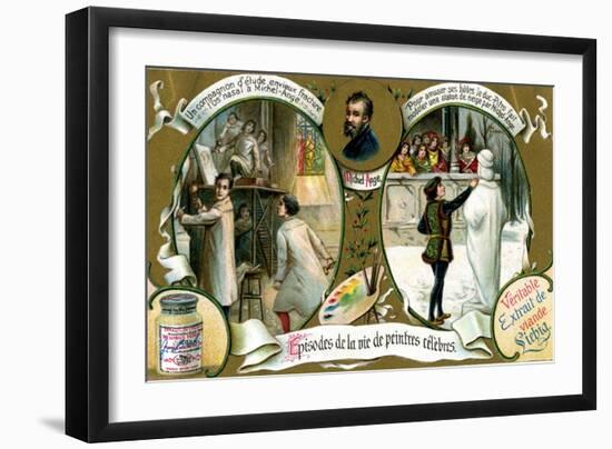 Episodes of the Life of Famous Painters: Michelangelo-null-Framed Giclee Print