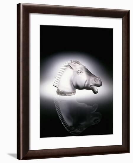 Epsom' No. 1153, a Clear and Frosted Glass Car Mascot in the Form of a Horse's Head-null-Framed Giclee Print