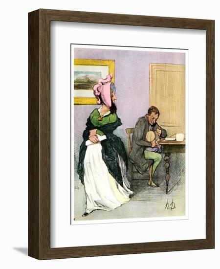 Equality of the Sexes: Les Bas Bleus, 19th Century-Honore Daumier-Framed Giclee Print