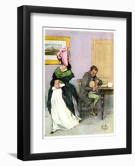 Equality of the Sexes: Les Bas Bleus, 19th Century-Honore Daumier-Framed Giclee Print