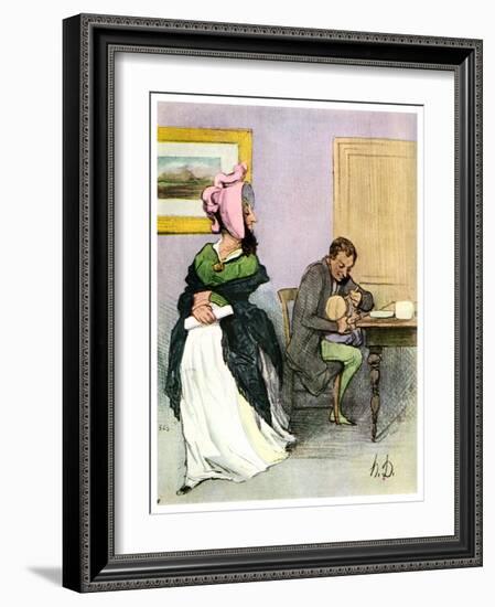 Equality of the Sexes: Les Bas Bleus, 19th Century-Honore Daumier-Framed Giclee Print