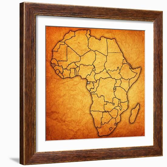 Equatorial Guinea on Actual Map of Africa-michal812-Framed Premium Giclee Print