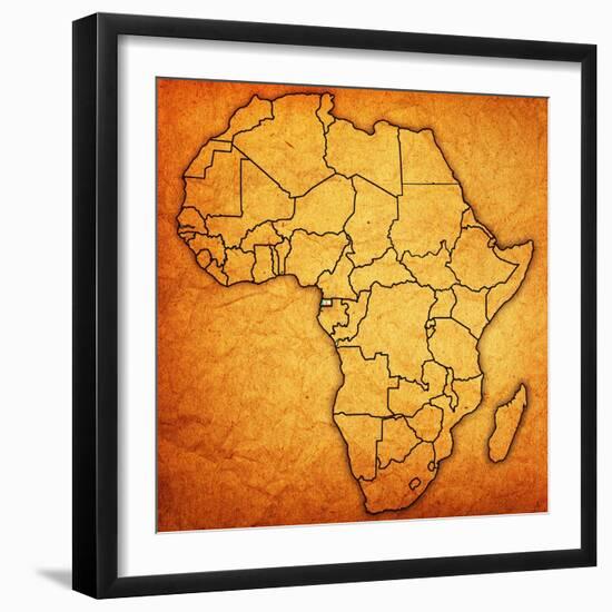 Equatorial Guinea on Actual Map of Africa-michal812-Framed Premium Giclee Print