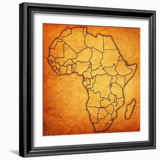 Equatorial Guinea on Actual Map of Africa-michal812-Framed Premium Giclee Print