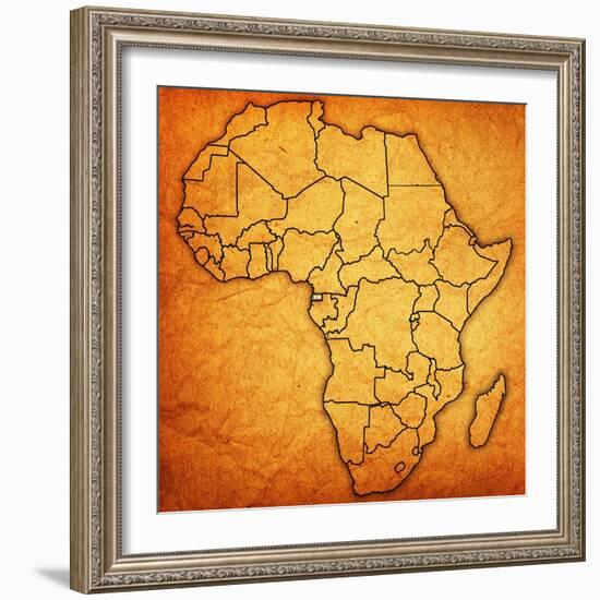 Equatorial Guinea on Actual Map of Africa-michal812-Framed Art Print