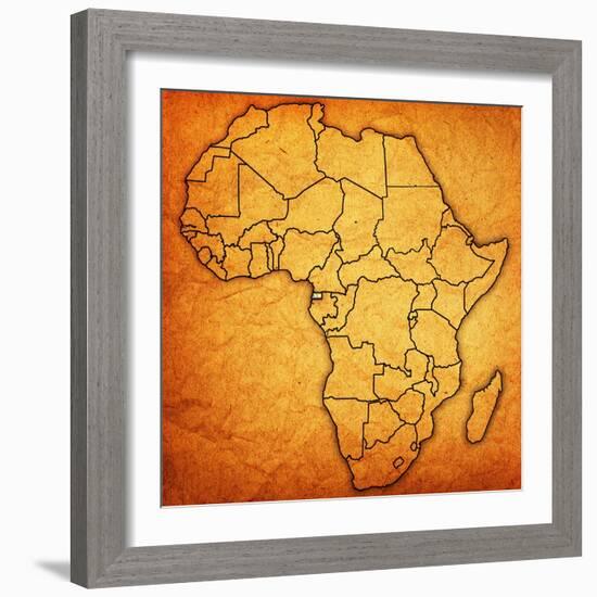 Equatorial Guinea on Actual Map of Africa-michal812-Framed Art Print