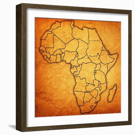 Equatorial Guinea on Actual Map of Africa-michal812-Framed Art Print