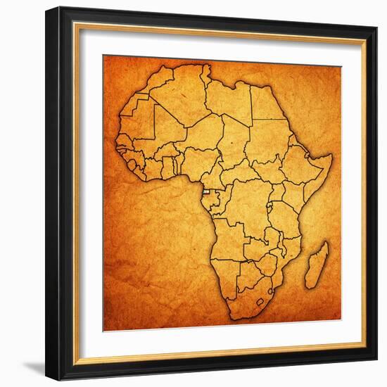 Equatorial Guinea on Actual Map of Africa-michal812-Framed Art Print