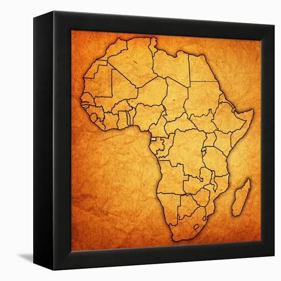 Equatorial Guinea on Actual Map of Africa-michal812-Framed Stretched Canvas