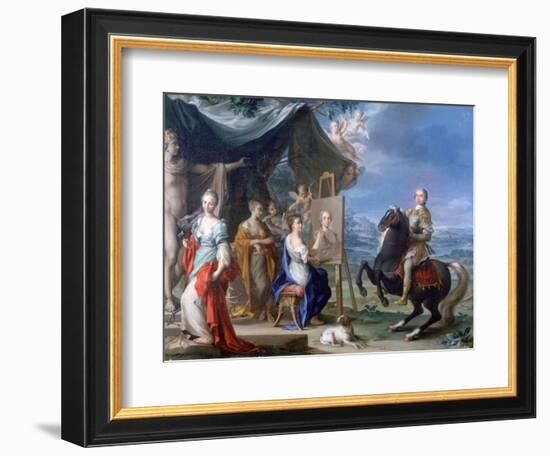 Equestrian Portrait of a Nobleman.. as Protector of the Arts, C1699-1748-Ignaz Stern-Framed Giclee Print