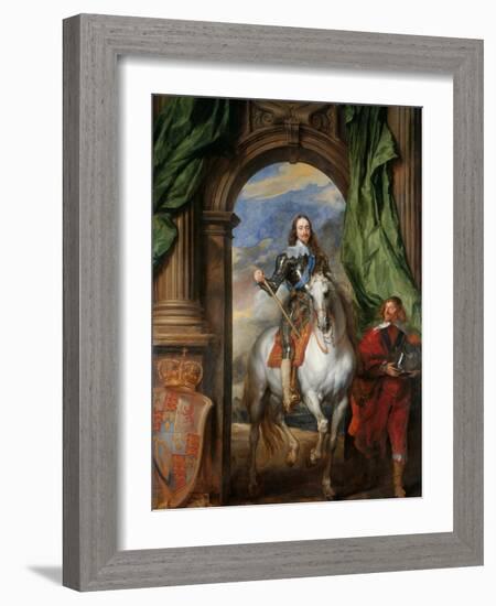 Equestrian Portrait of Charles I, King of England (1600-164) with M. De St Antoine, 1633-Sir Anthony Van Dyck-Framed Giclee Print