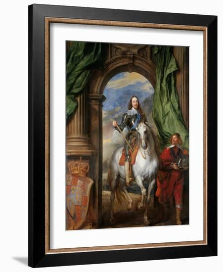 Equestrian Portrait of Charles I, King of England (1600-164) with M. De St Antoine, 1633-Sir Anthony Van Dyck-Framed Giclee Print