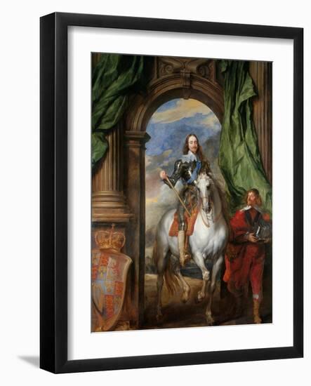 Equestrian Portrait of Charles I, King of England (1600-164) with M. De St Antoine, 1633-Sir Anthony Van Dyck-Framed Giclee Print