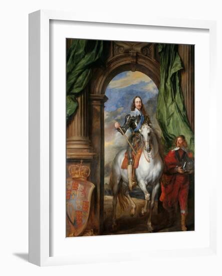 Equestrian Portrait of Charles I, King of England (1600-164) with M. De St Antoine, 1633-Sir Anthony Van Dyck-Framed Giclee Print