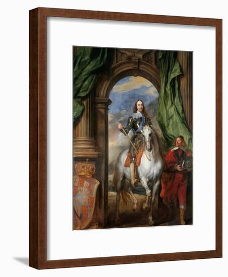 Equestrian Portrait of Charles I, King of England (1600-164) with M. De St Antoine, 1633-Sir Anthony Van Dyck-Framed Giclee Print