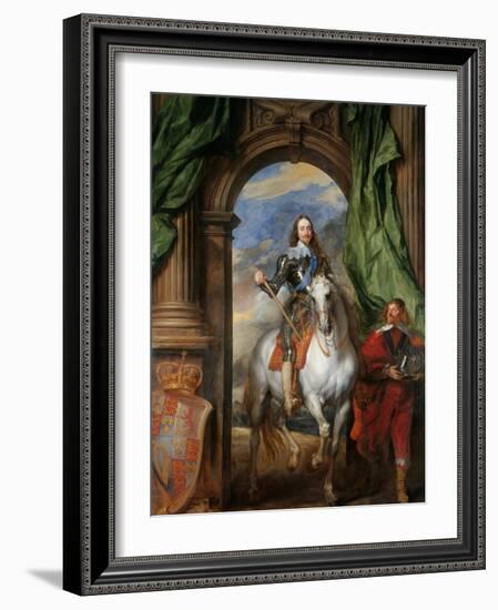 Equestrian Portrait of Charles I, King of England (1600-164) with M. De St Antoine, 1633-Sir Anthony Van Dyck-Framed Giclee Print