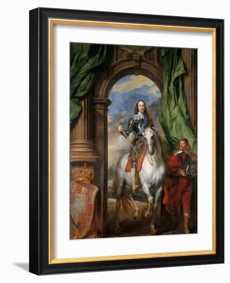 Equestrian Portrait of Charles I, King of England (1600-164) with M. De St Antoine, 1633-Sir Anthony Van Dyck-Framed Giclee Print