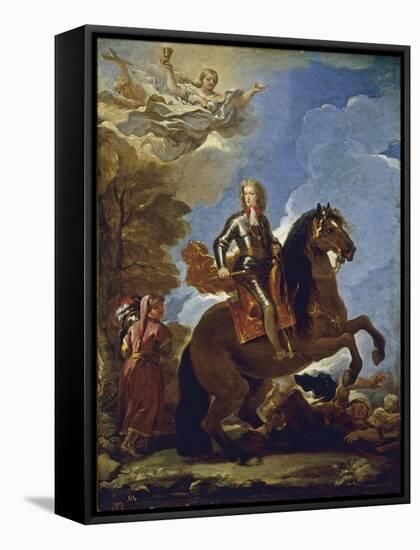 Equestrian Portrait of Charles II of Spain, before 1694-Luca Giordano-Framed Premier Image Canvas