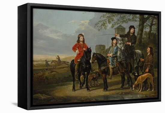 Equestrian Portrait of Cornelis and Michiel Pompe van Meerdervoort with Tutor & Coachman, c.1652-53-Aelbert Cuyp-Framed Premier Image Canvas