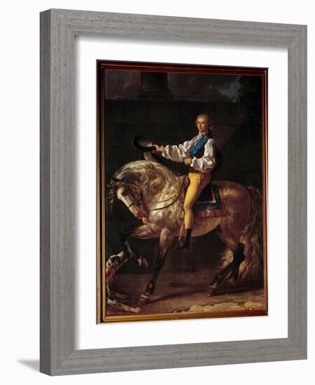 Equestrian Portrait of Count Stalislas Potocki (1755 - 1821). Painting by Jacques Louis David (1748-Jacques Louis David-Framed Giclee Print