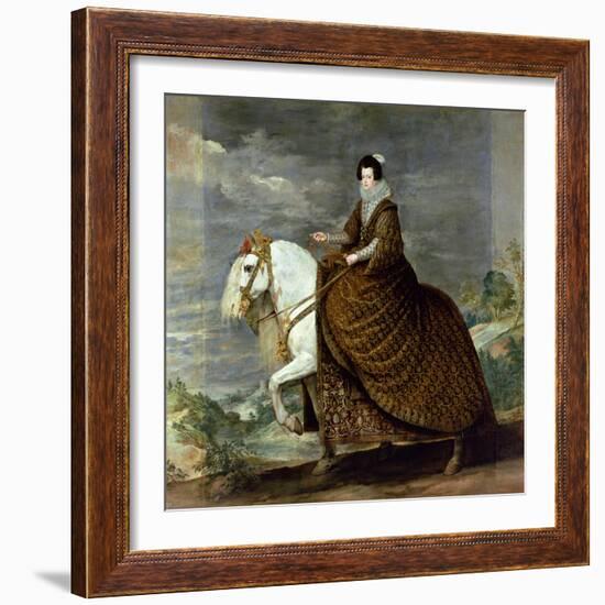 Equestrian Portrait of Elisabeth De France, Wife of Philip Iv of Spain-Diego Velazquez-Framed Giclee Print