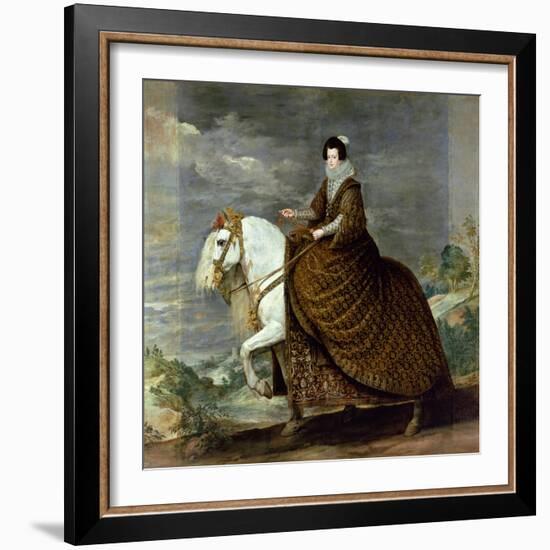 Equestrian Portrait of Elisabeth De France, Wife of Philip Iv of Spain-Diego Velazquez-Framed Giclee Print