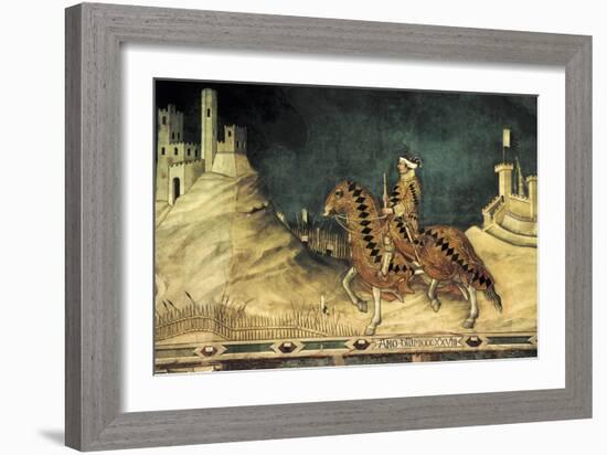 Equestrian Portrait of Guidoriccio Da Fogliano-Simone Martini-Framed Art Print