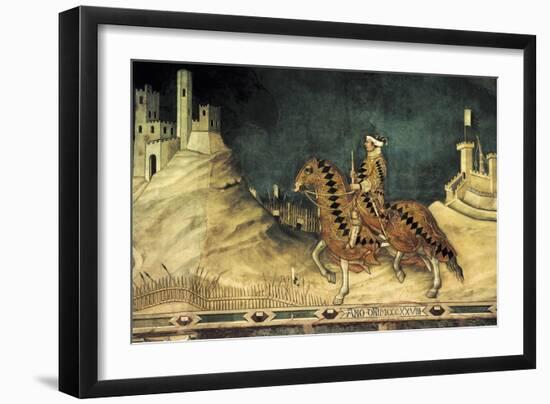 Equestrian Portrait of Guidoriccio Da Fogliano-Simone Martini-Framed Art Print