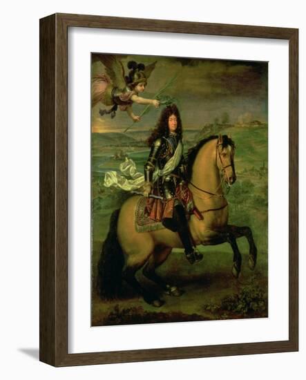 Equestrian Portrait of Louis XIV (1638-1715) Crowned by Victory, circa 1692-Pierre Mignard-Framed Giclee Print