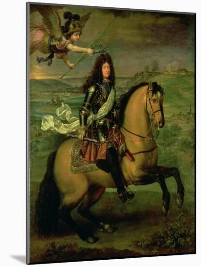 Equestrian Portrait of Louis XIV (1638-1715) Crowned by Victory, circa 1692-Pierre Mignard-Mounted Giclee Print