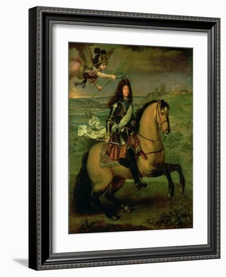 Equestrian Portrait of Louis XIV (1638-1715) Crowned by Victory, circa 1692-Pierre Mignard-Framed Giclee Print