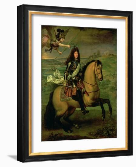 Equestrian Portrait of Louis XIV (1638-1715) Crowned by Victory, circa 1692-Pierre Mignard-Framed Giclee Print