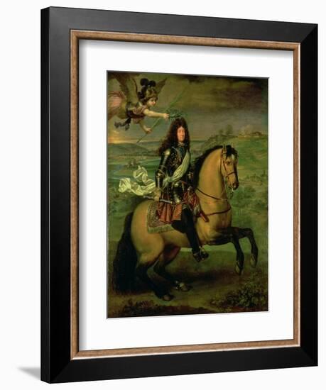 Equestrian Portrait of Louis XIV (1638-1715) Crowned by Victory, circa 1692-Pierre Mignard-Framed Giclee Print