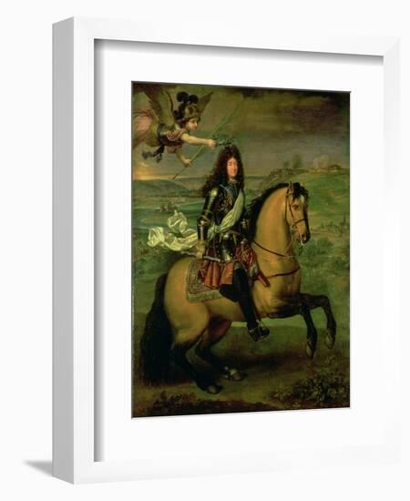 Equestrian Portrait of Louis XIV (1638-1715) Crowned by Victory, circa 1692-Pierre Mignard-Framed Giclee Print