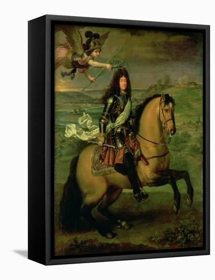 Equestrian Portrait of Louis XIV (1638-1715) Crowned by Victory, circa 1692-Pierre Mignard-Framed Premier Image Canvas