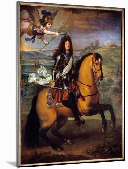 Equestrian Portrait of Louis XIV (1638 - 1715) Crowns by Victory. Painting by Pierre Mignard (1612--Pierre Mignard-Mounted Giclee Print