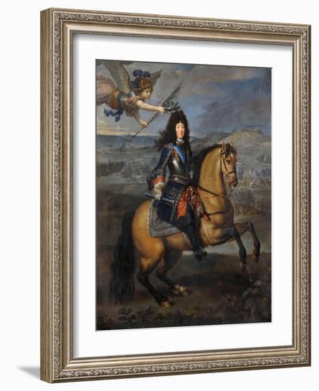 Equestrian Portrait of Louis XIV at the Siege of Namur-Pierre Mignard-Framed Giclee Print